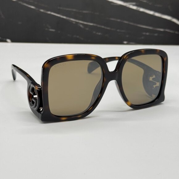 NEW GG1326S 007 GUCCI SUNGLASSES OVERSIZED DARK HAVANA WOMEN EYEWEAR GUCCI - Picture 1 of 12